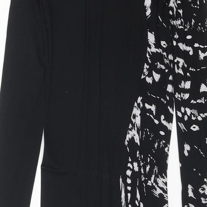 Club L Womens Black Geometric Viscose Bodycon Size 8 Round Neck Pullover