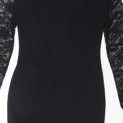H&M Womens Black Cotton Bodycon Size M Round Neck Pullover