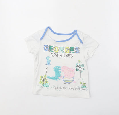 Nutmeg Baby White 100% Cotton Pullover T-Shirt Size 18-24 Months Boat Neck Pullover - Peppa Pig