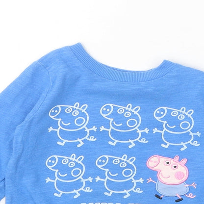 Peppa Pig Blue 100% Cotton Pullover T-Shirt Size 12-18 Months Round Neck Snap - Peppa Pig
