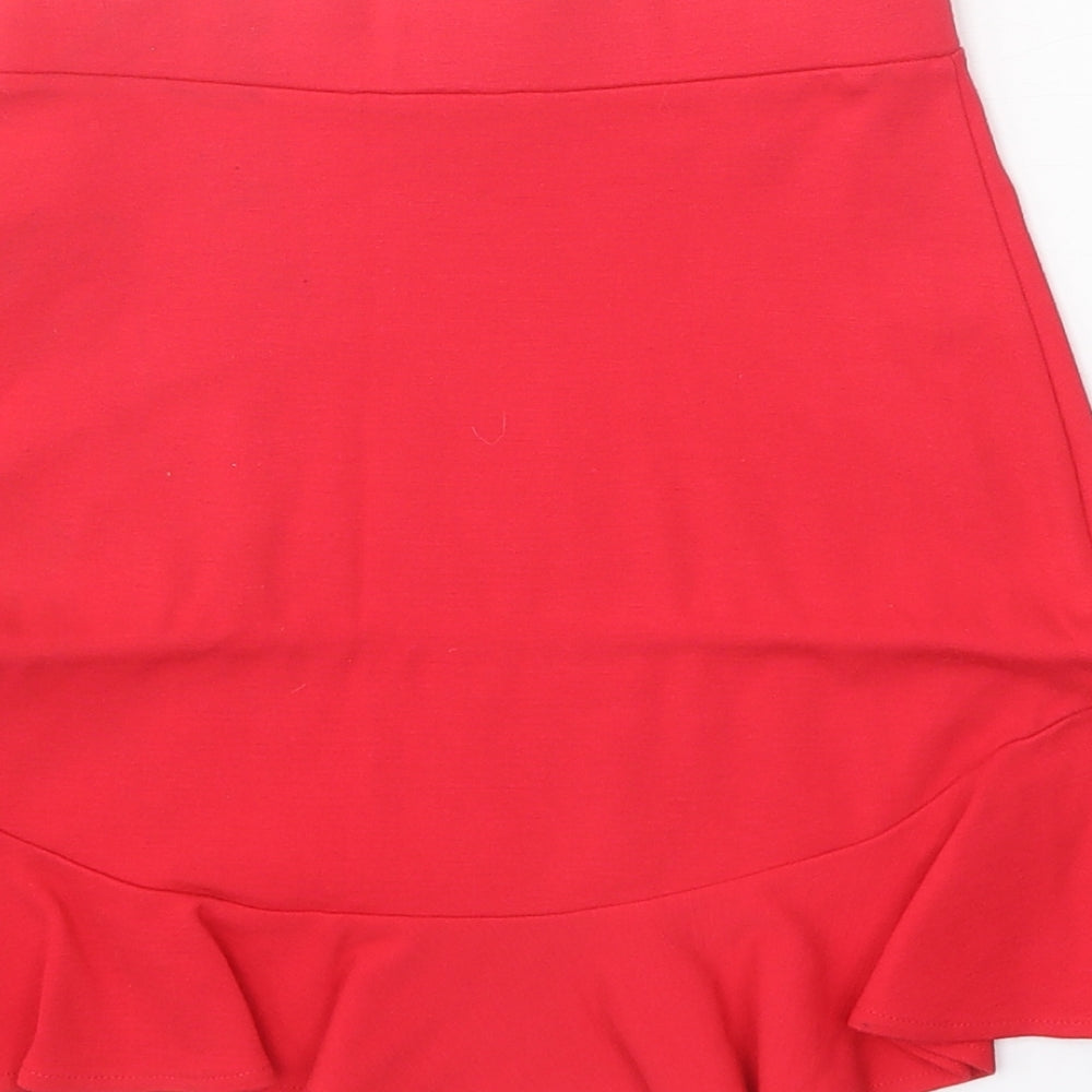 FOREVER 21 Womens Red Viscose Skater Skirt Size XS