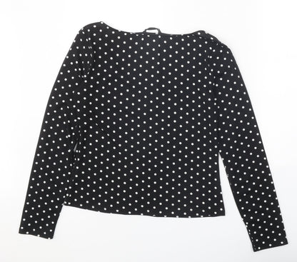 SheIn Womens Black Polka Dot Polyester Basic Blouse Size XL Square Neck