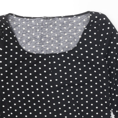 SheIn Womens Black Polka Dot Polyester Basic Blouse Size XL Square Neck