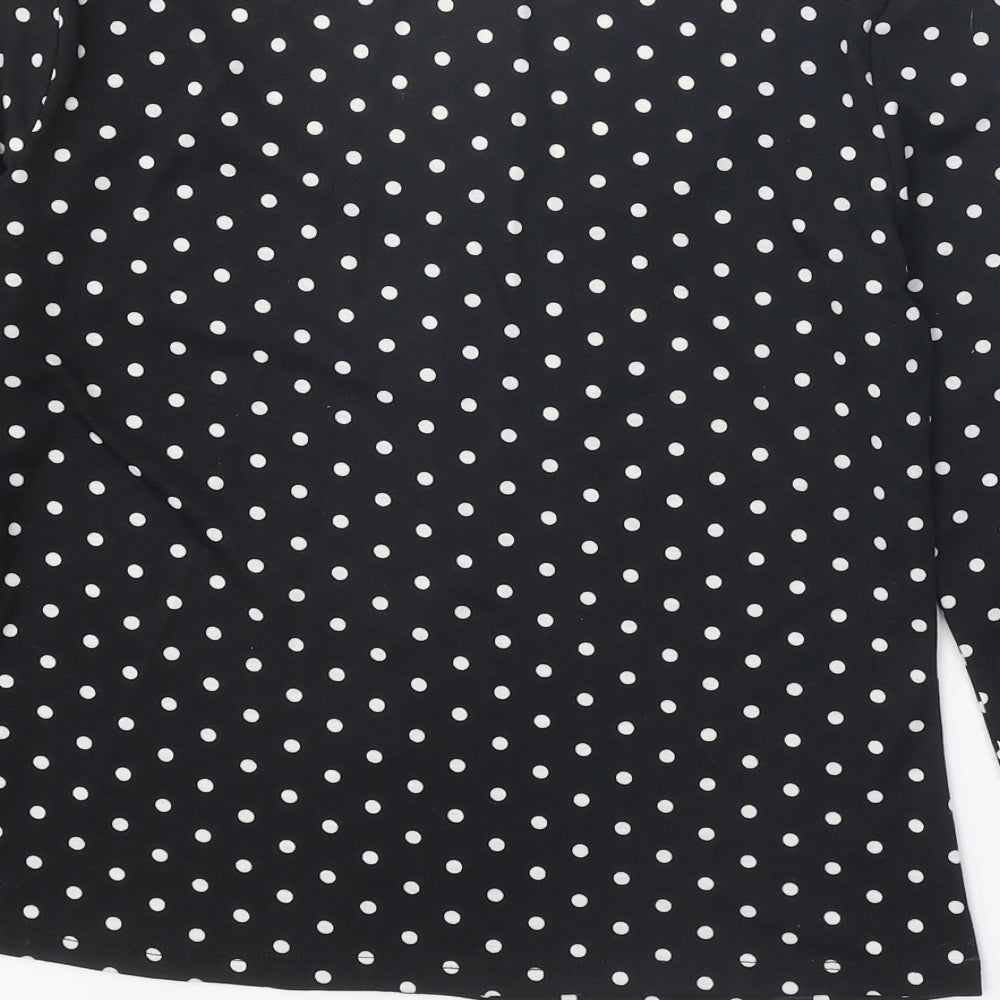 SheIn Womens Black Polka Dot Polyester Basic Blouse Size XL Square Neck