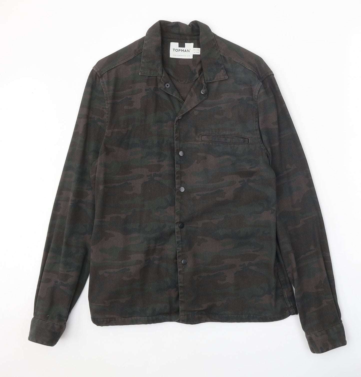 Mens UK Size XS Topman Brown  Button-Up Long Sleeve Casual Shirt