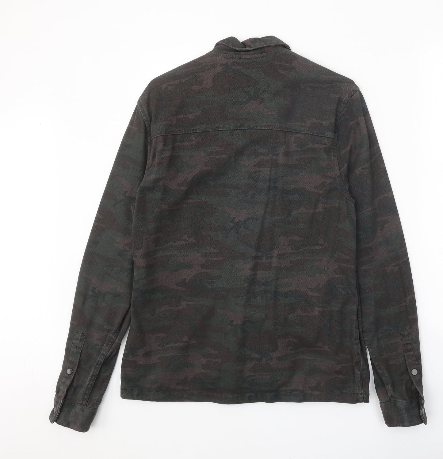 Mens UK Size XS Topman Brown  Button-Up Long Sleeve Casual Shirt