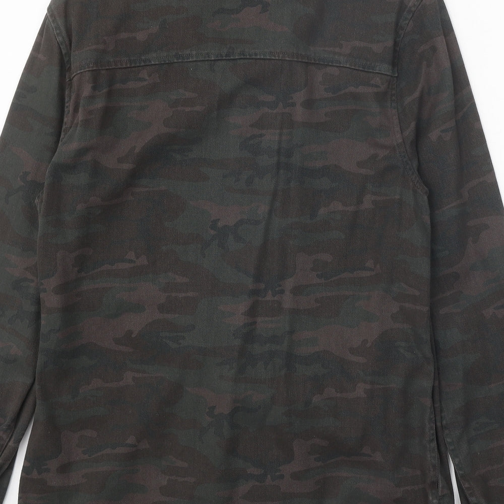 Mens UK Size XS Topman Brown  Button-Up Long Sleeve Casual Shirt