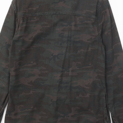 Mens UK Size XS Topman Brown  Button-Up Long Sleeve Casual Shirt