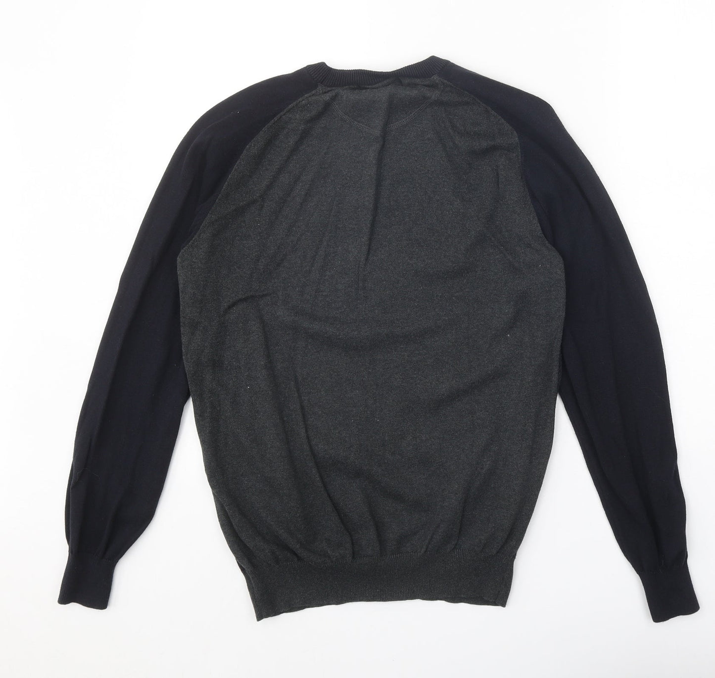 Easy Mens Grey Crew Neck Cotton Pullover Jumper Size M Long Sleeve