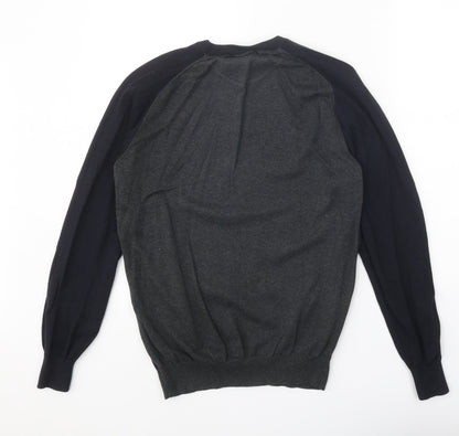 Easy Mens Grey Crew Neck Cotton Pullover Jumper Size M Long Sleeve