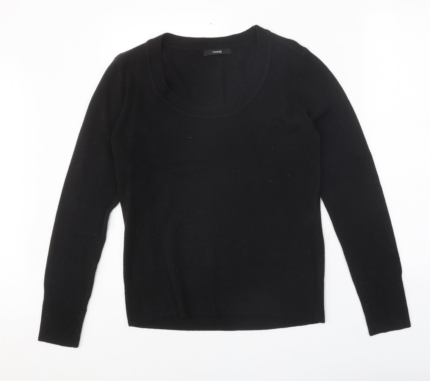 George Womens Black Scoop Neck Acrylic Pullover Jumper Size 16