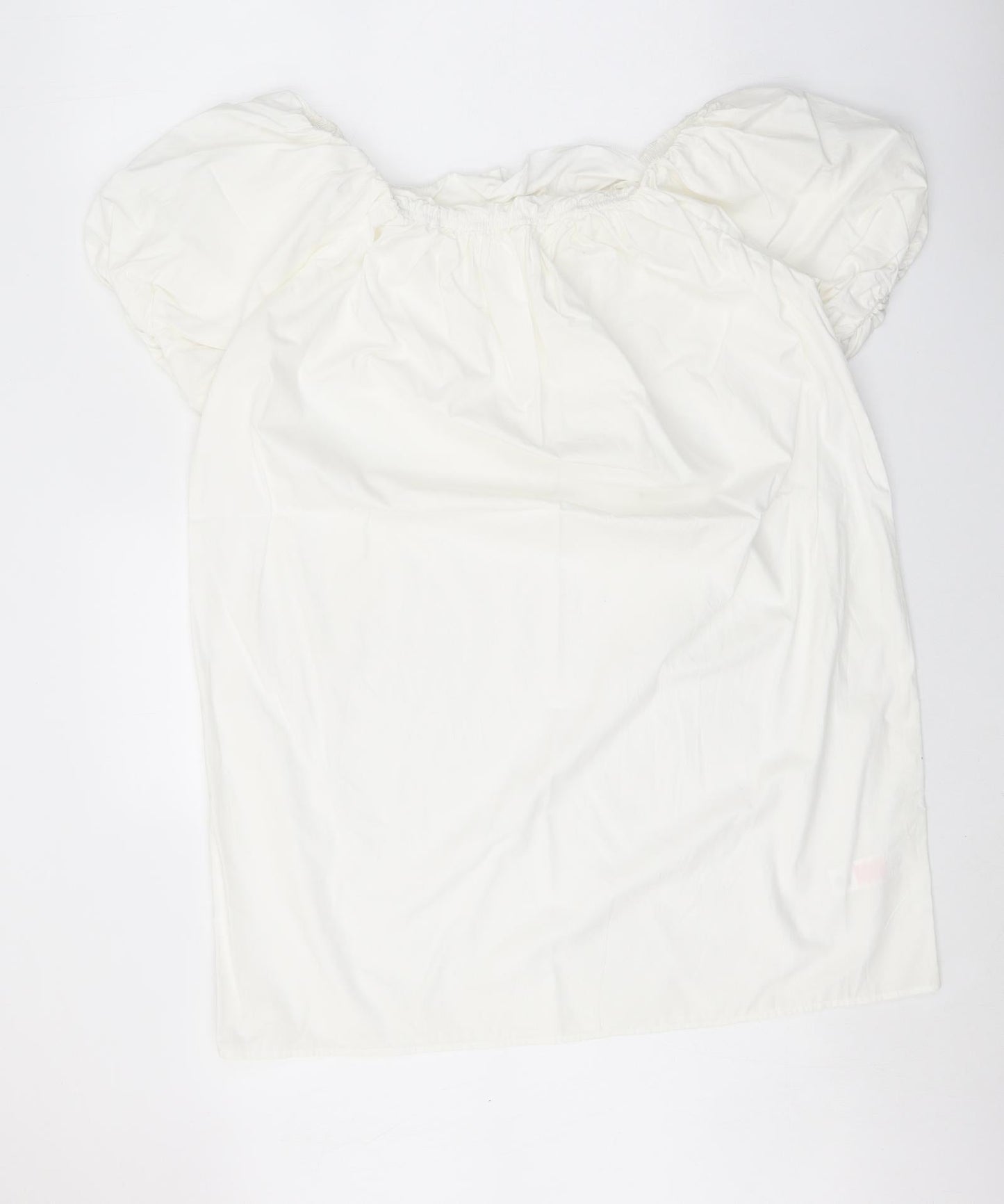 Primark Womens White 100% Cotton A-Line Size 12 Square Neck Pullover