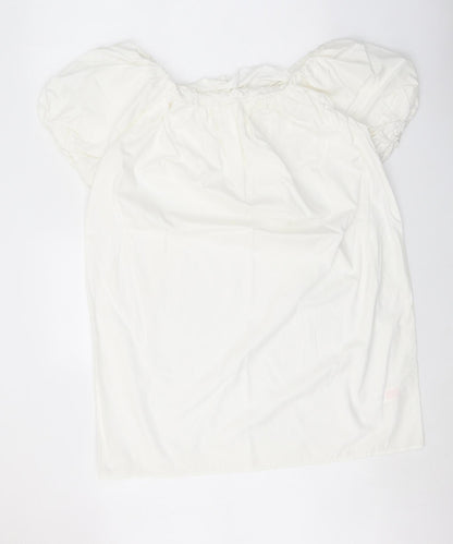 Primark Womens White 100% Cotton A-Line Size 12 Square Neck Pullover
