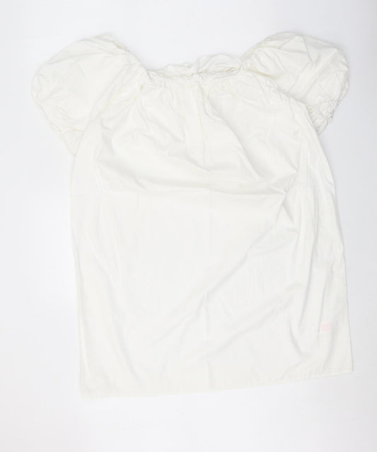 Primark Womens White 100% Cotton A-Line Size 12 Square Neck Pullover