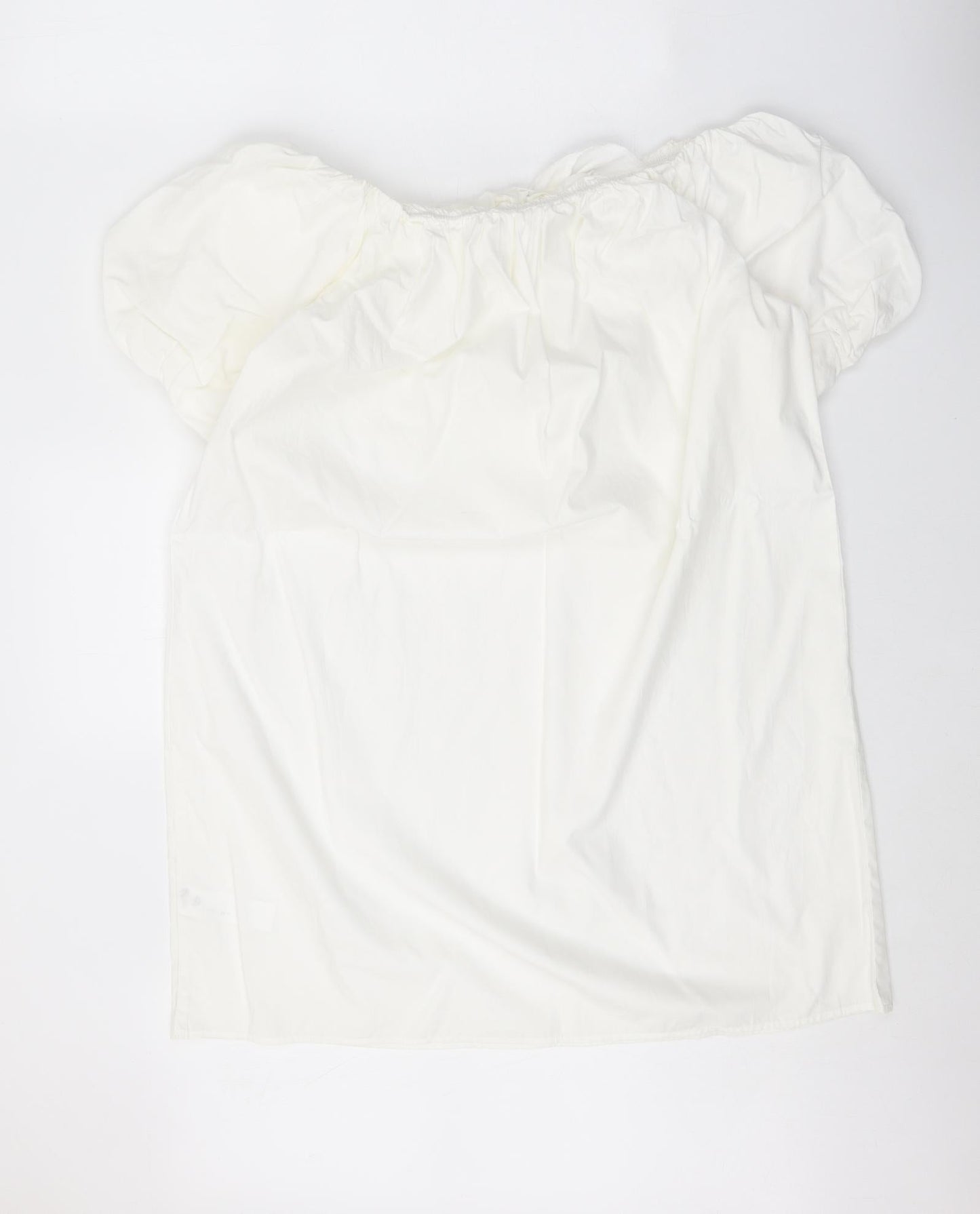 Primark Womens White 100% Cotton A-Line Size 12 Square Neck Pullover