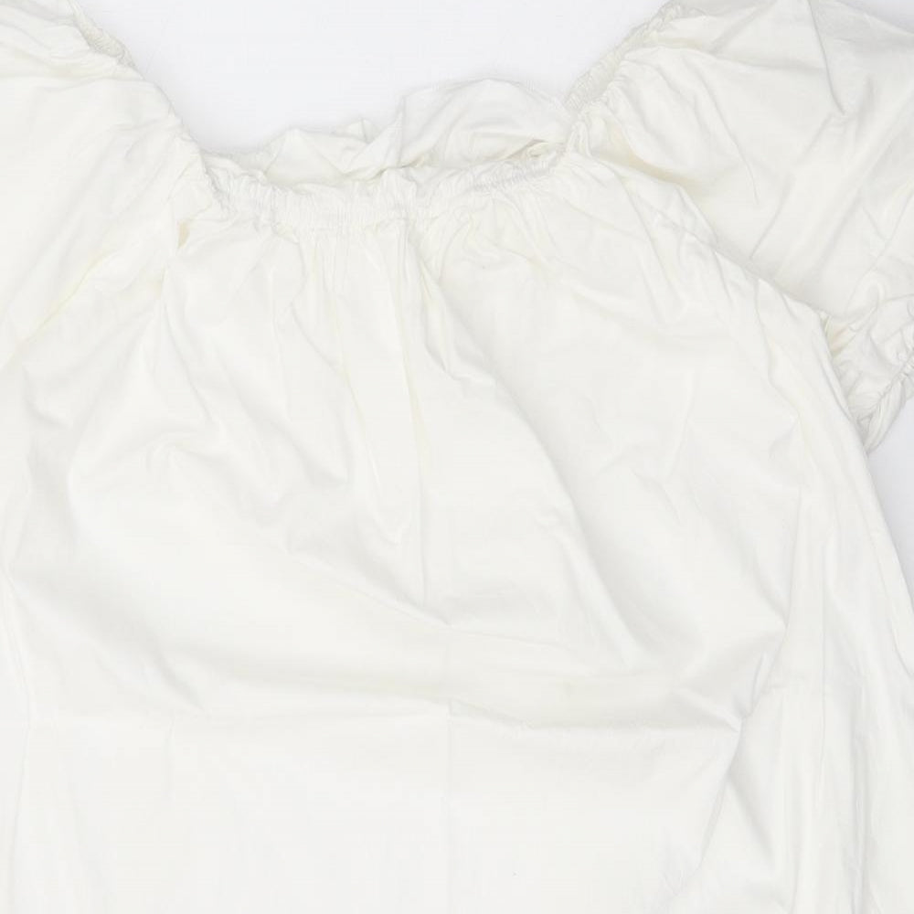 Primark Womens White 100% Cotton A-Line Size 12 Square Neck Pullover