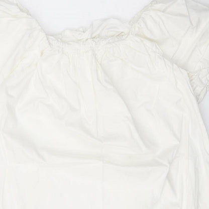 Primark Womens White 100% Cotton A-Line Size 12 Square Neck Pullover