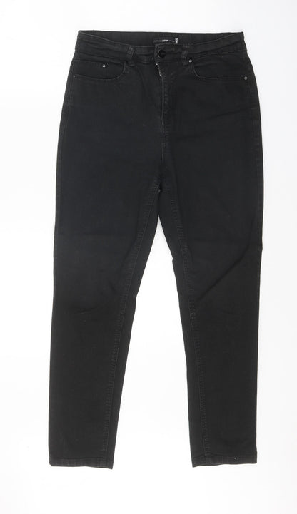 Denim Essentials Womens Black Cotton Skinny Jeans Size 10 Regular Zip
