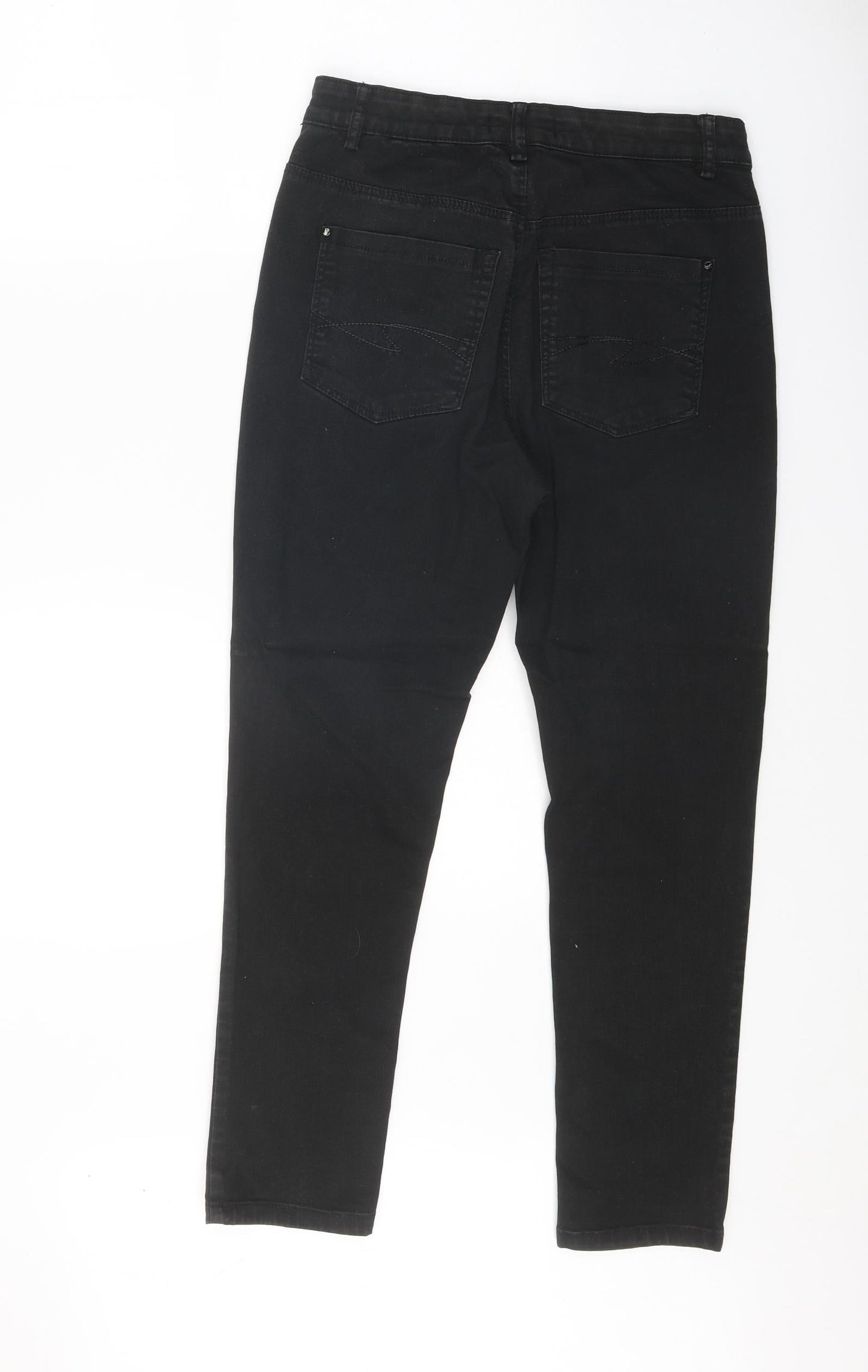 Denim Essentials Womens Black Cotton Skinny Jeans Size 10 Regular Zip