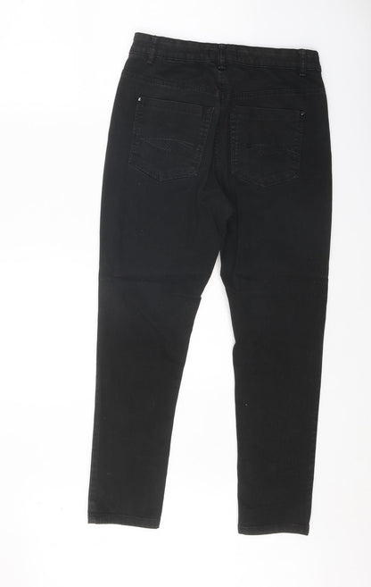 Denim Essentials Womens Black Cotton Skinny Jeans Size 10 Regular Zip