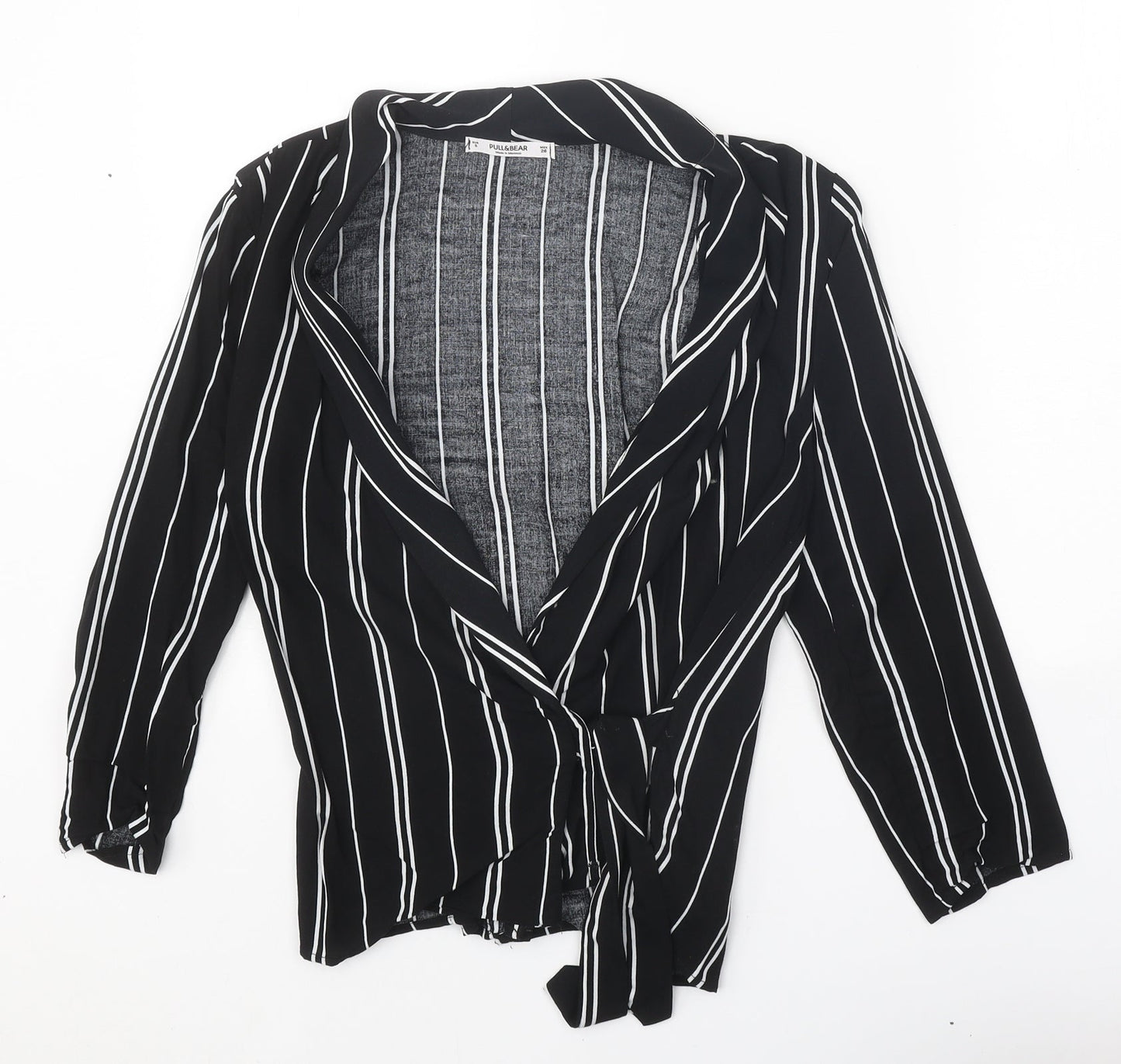Womens UK Size S Pull&Bear Black Wrap Blouse