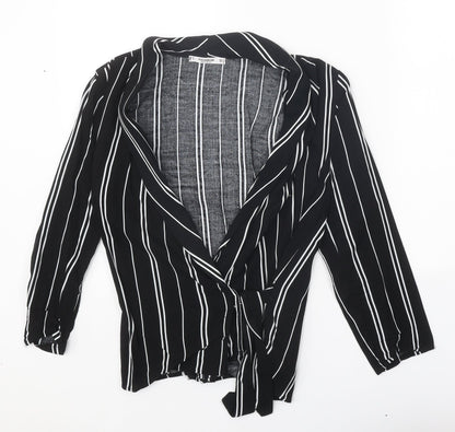 Womens UK Size S Pull&Bear Black Wrap Blouse