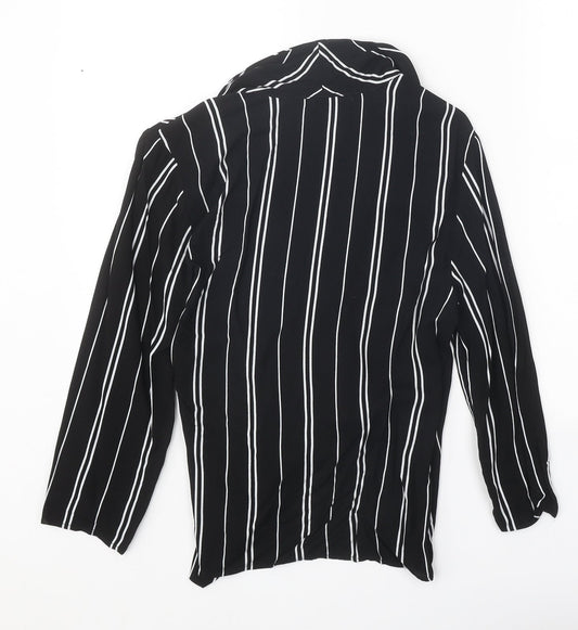 Womens UK Size S Pull&Bear Black Wrap Blouse