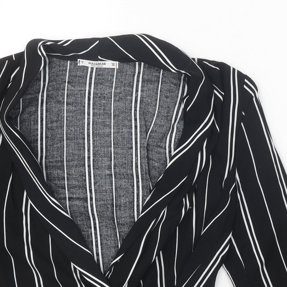 Womens UK Size S Pull&Bear Black Wrap Blouse