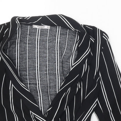 Womens UK Size S Pull&Bear Black Wrap Blouse