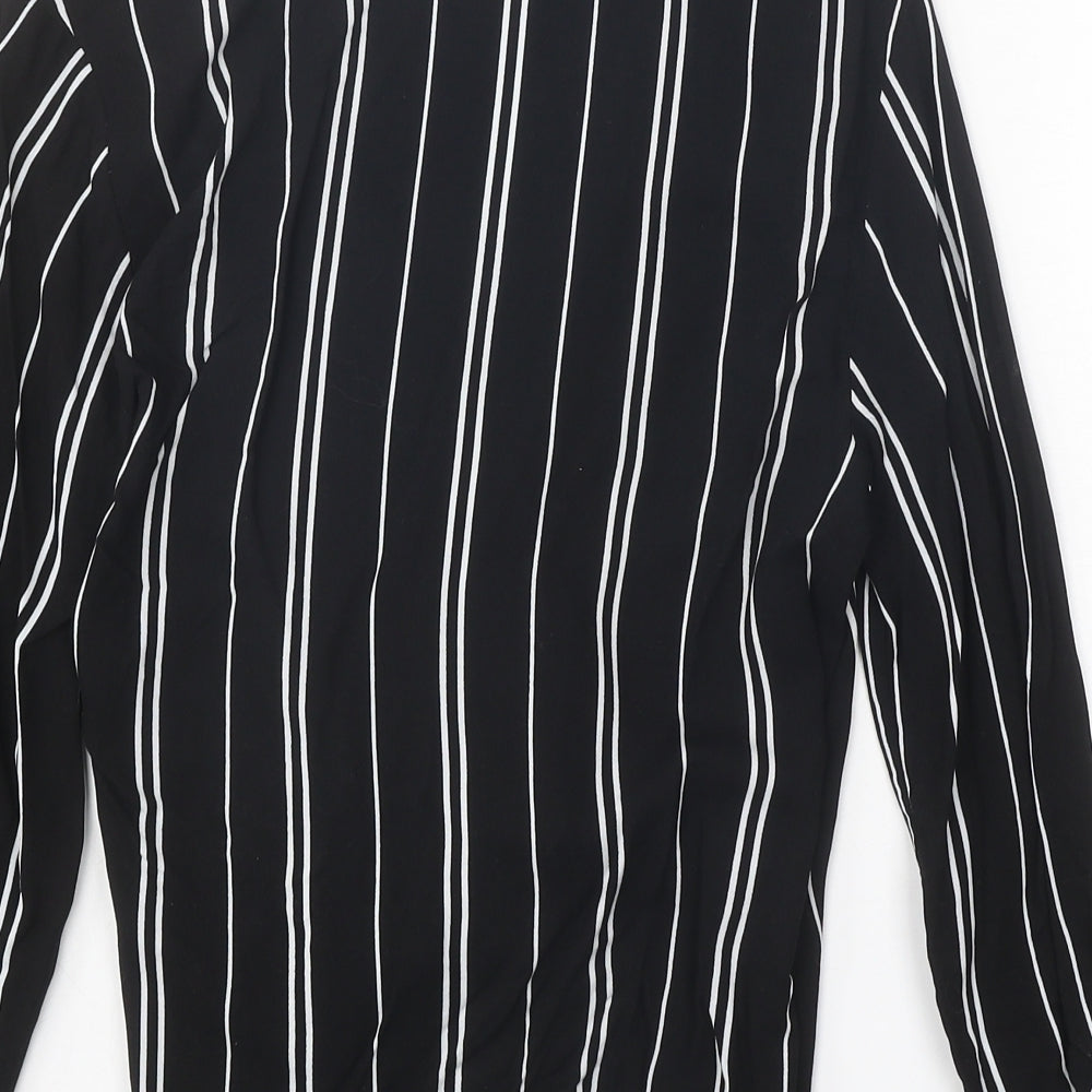 Womens UK Size S Pull&Bear Black Wrap Blouse
