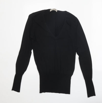 Zara Womens Black Viscose Basic Blouse Size S V-Neck
