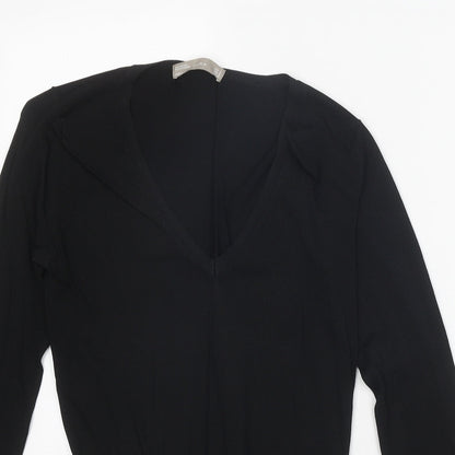 Zara Womens Black Viscose Basic Blouse Size S V-Neck