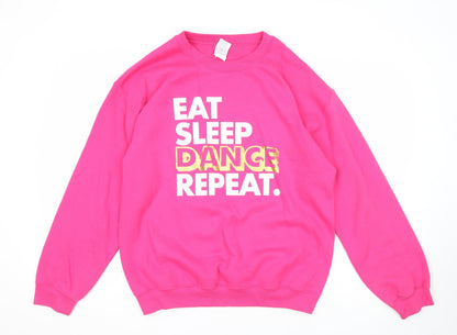 Gildan Womens Pink Cotton Pullover Sweatshirt Size M Pullover - Eat Sleep Dance Repeat.
