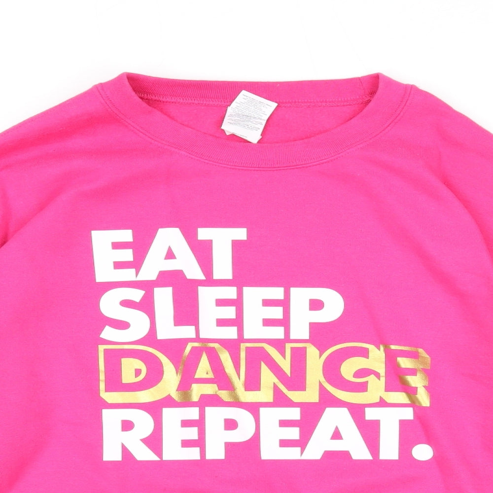 Gildan Womens Pink Cotton Pullover Sweatshirt Size M Pullover - Eat Sleep Dance Repeat.