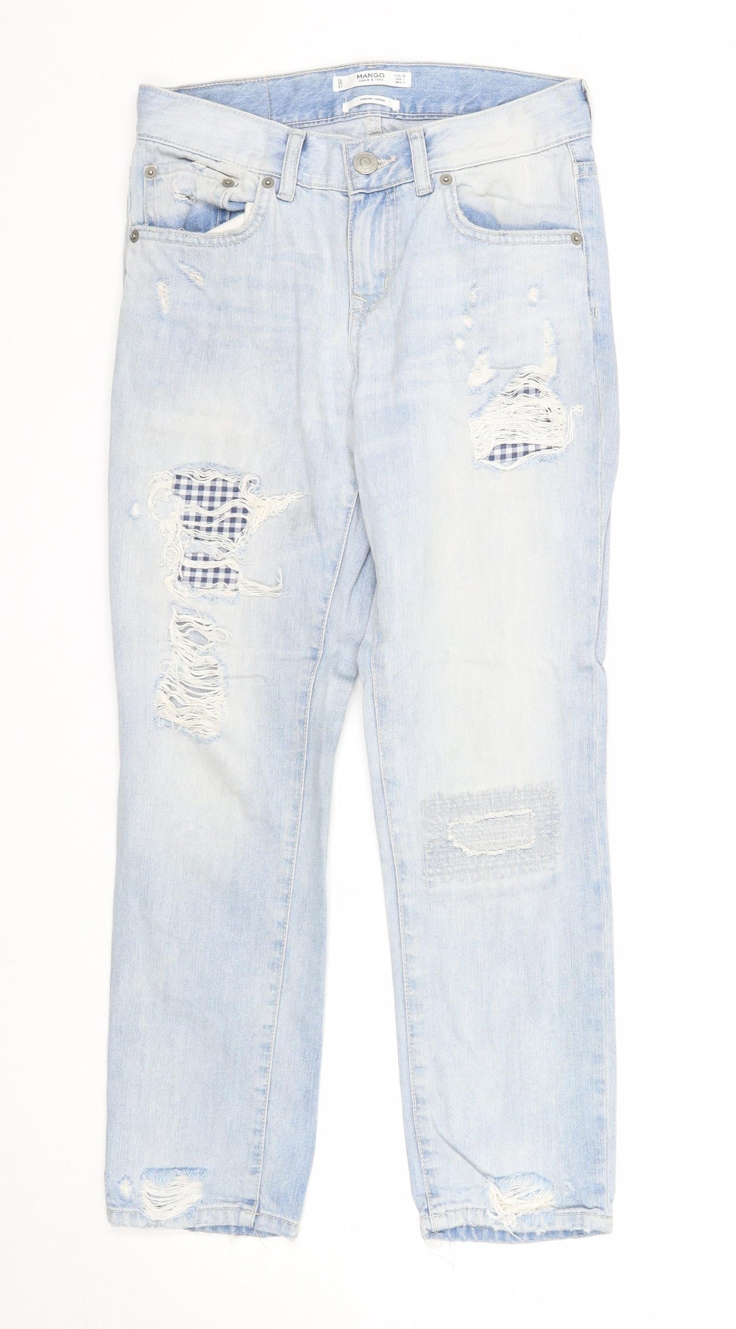 Mango Womens Blue Cotton Straight Jeans Size 4 Regular Zip