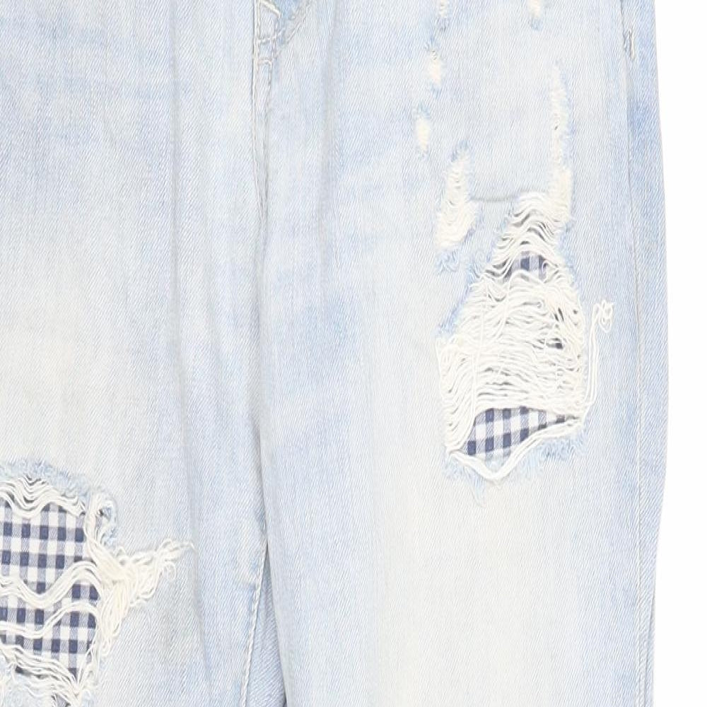 Mango Womens Blue Cotton Straight Jeans Size 4 Regular Zip