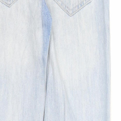 Mango Womens Blue Cotton Straight Jeans Size 4 Regular Zip