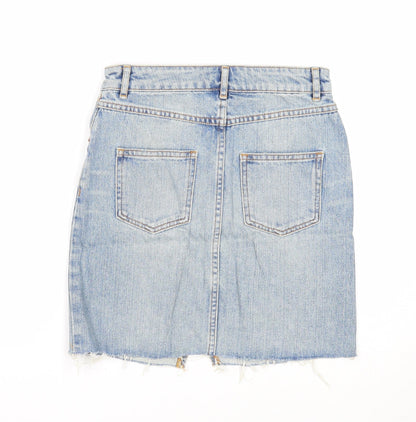ASOS Womens Blue Cotton A-Line Skirt Size 4 Zip
