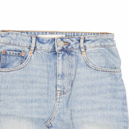 ASOS Womens Blue Cotton A-Line Skirt Size 4 Zip