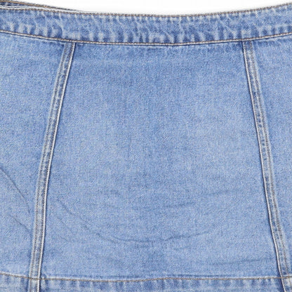 FOREVER 21 Womens Blue Cotton Mini Skirt Size M Button