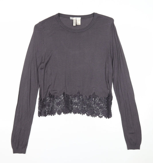 Womens UK Size M Divided Grey Pullover Jumper
