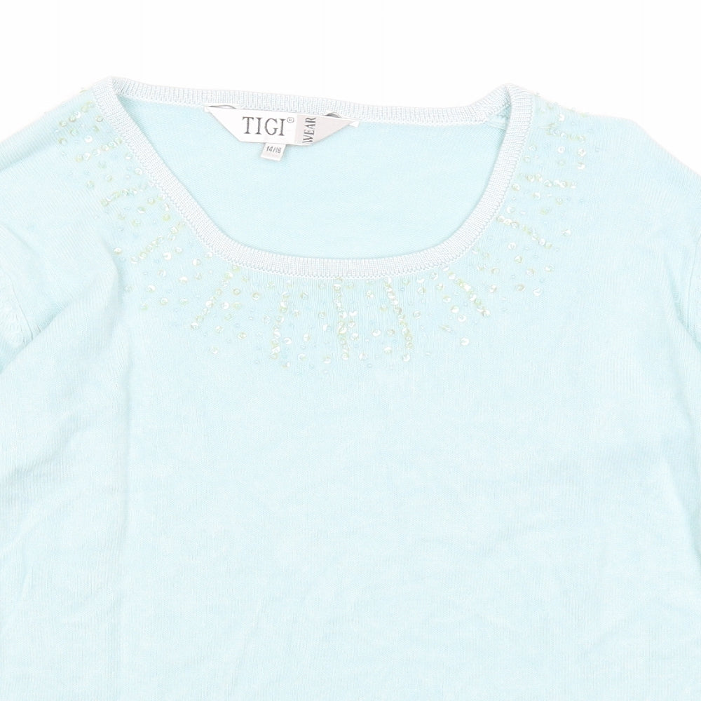 Womens UK Size 14 Tigi Blue Pullover Jumper