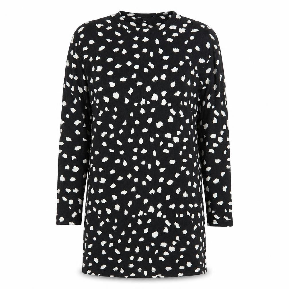 F&F Womens Black Geometric Polyester A-Line Size 6 Round Neck Pullover