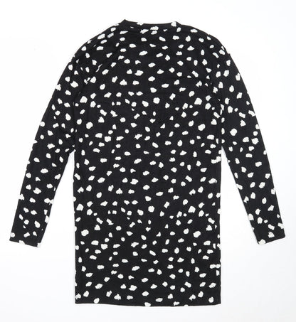 F&F Womens Black Geometric Polyester A-Line Size 6 Round Neck Pullover