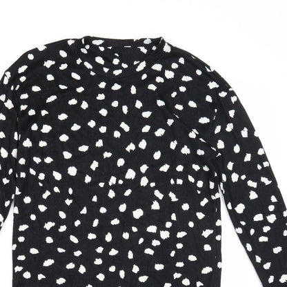 F&F Womens Black Geometric Polyester A-Line Size 6 Round Neck Pullover