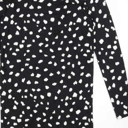 F&F Womens Black Geometric Polyester A-Line Size 6 Round Neck Pullover
