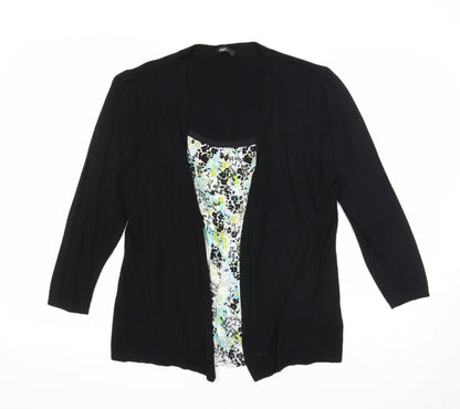 M&Co Womens Black Floral Viscose Basic Blouse Size S Scoop Neck - Twin Set