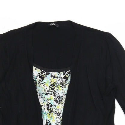 M&Co Womens Black Floral Viscose Basic Blouse Size S Scoop Neck - Twin Set