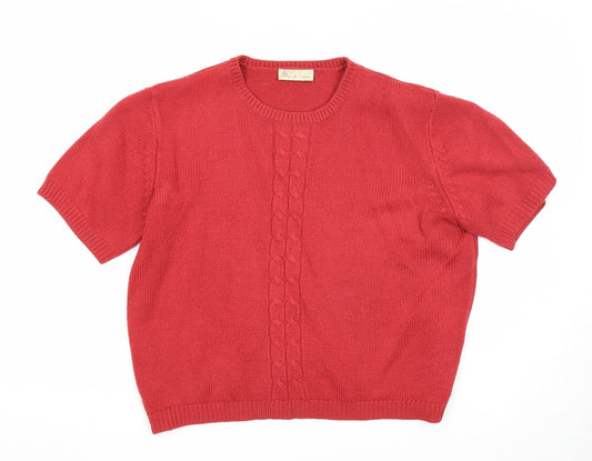BHS Womens Red Round Neck Acrylic Pullover Jumper Size 14