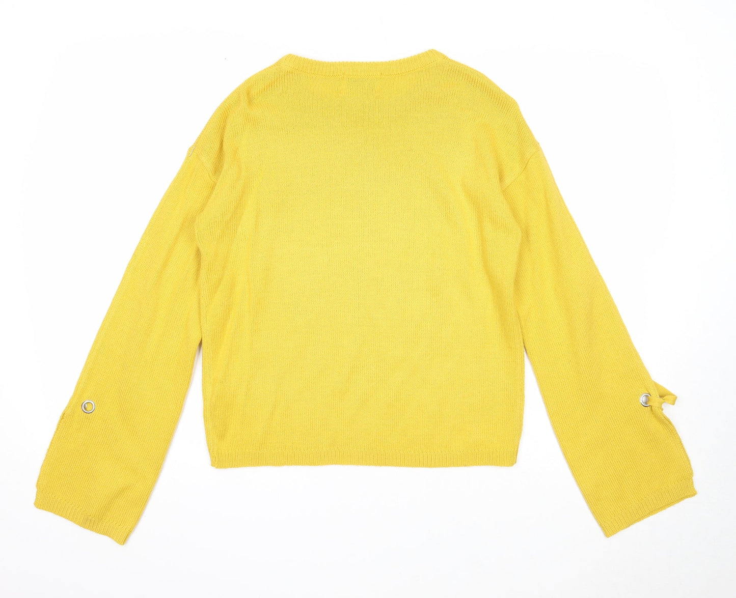 Womens UK Size S Papaya Yellow Pullover Jumper